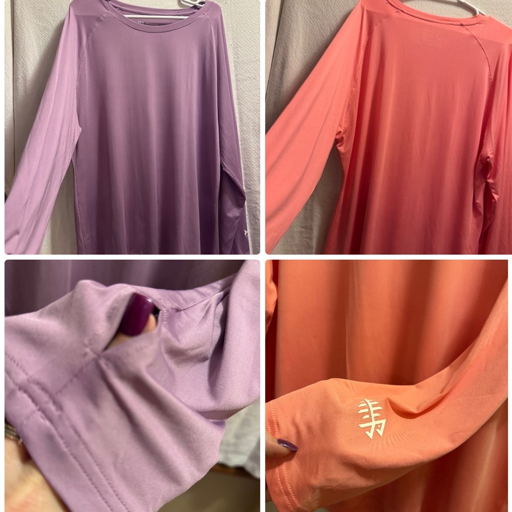 LOT of 2 - Long Sleeve Quick Dry Breathable UPF 50+ Sun Protection Shirts